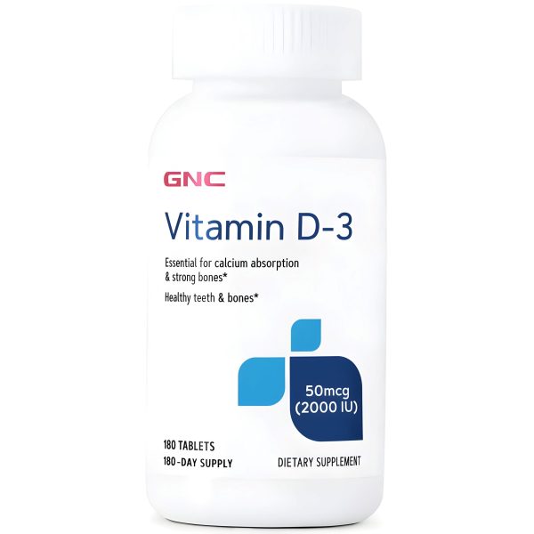 Vitamina D3 50mcg (2000IU) , 180 tabletas - GNC Online now