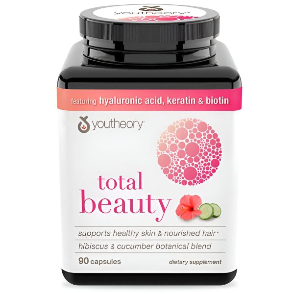 Youtheory Total Beauty Cápsulas de ácido hialurónico, queratina y biotina (90 ct.) Online now