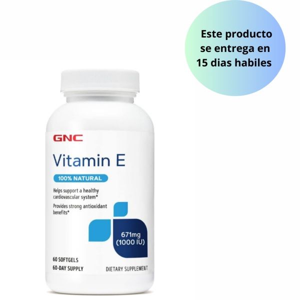 GNC Vitamina E 100% natural 1000IU - 60 cápsulas blandas Discount