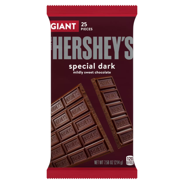 Hershey s Chocolate Special Dark , mildly sweet chocolate - 25 piezas, 214g , 120 calorías por 3 piezas Online Sale