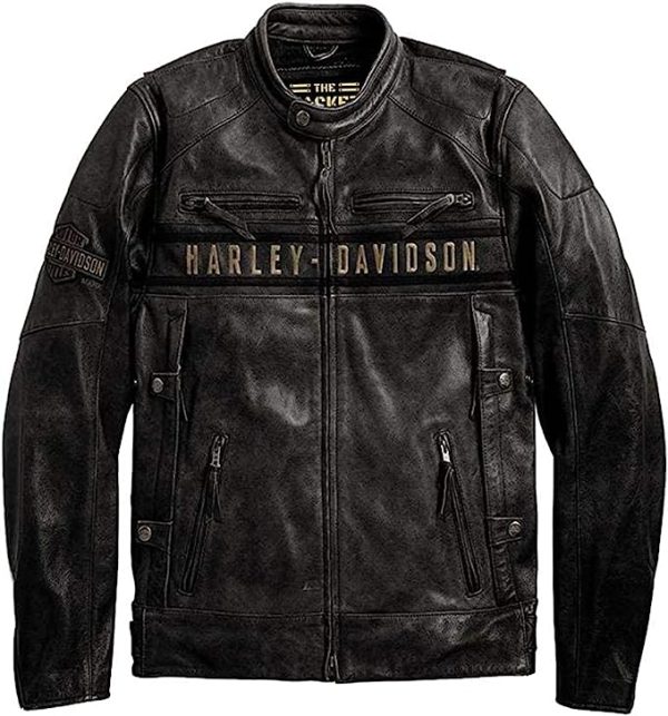 Chaqueta de cuero degastada para motocicleta Retro H-D Harley Vintage hombre,  clásica Cafe Racer  Men’s Retro H-D Harley Vintage Motorcycle Distressed Leather Jacket, Classic Biker Wear Cafe Racer Leather Jacket for Men Online Hot Sale