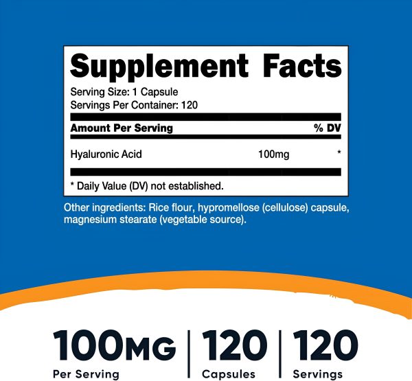 Nutricost Hyaluronic Acid Capsules 100mg,120 Vegetarian Capsules - Gluten Free, Non-GMO Online