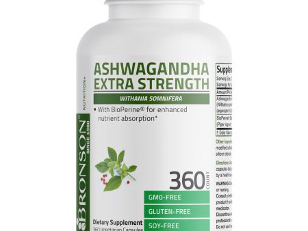 Ashwagandha Bronson  Extra Fuerte , modo y estress con BioPerina - 120  Capsulas Sale