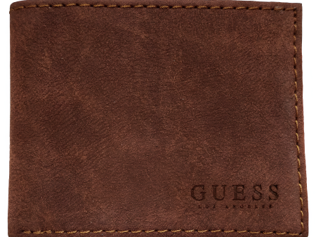 Billetera de cuero Guess para hombre color marrón For Sale