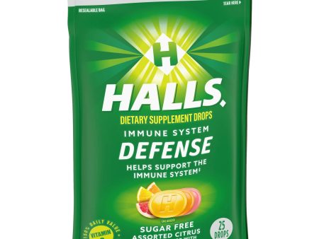 HALLS Immune SYSTEM DEFENSE - sabores citrus, 25 caramelos Discount