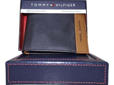 Tommy Hilfiger Leather wallet and valet, billetera para hombre color marrón tan Fashion