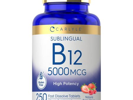 Carlyle Vitamina B12 5000mcg | 250 tabletas de disolución rápida | Sabor natural de bayas | Vegetariano, sin OMG, sin gluten Online now