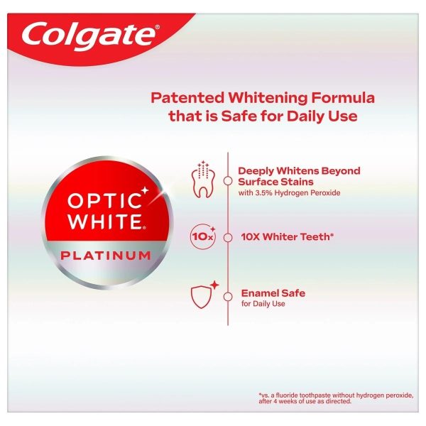 Colgate Optic White Platinum 10x blanqueador de dientes, 3.5% peróxido de hidrógeno - 116g Cheap