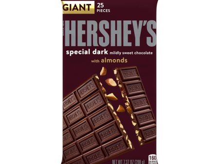 Hershey s Chocolate Special Dark, midly sweet chocolate - con Almendras GIANT - 25 piezas, 208g 160 calorías por 4 piezas on Sale