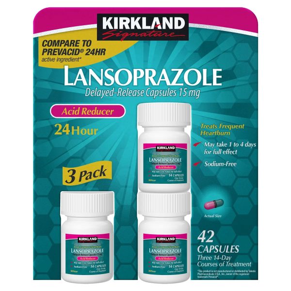 Kirkland Signature Lansoprazole 15 mg. Acid Reducer, 42 Cápsulas PACK 3 FRASCOS For Sale