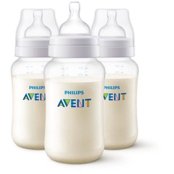 Paquete de 3 biberones anticólicos Philips AVENT, 330ml 3 meses a + For Discount