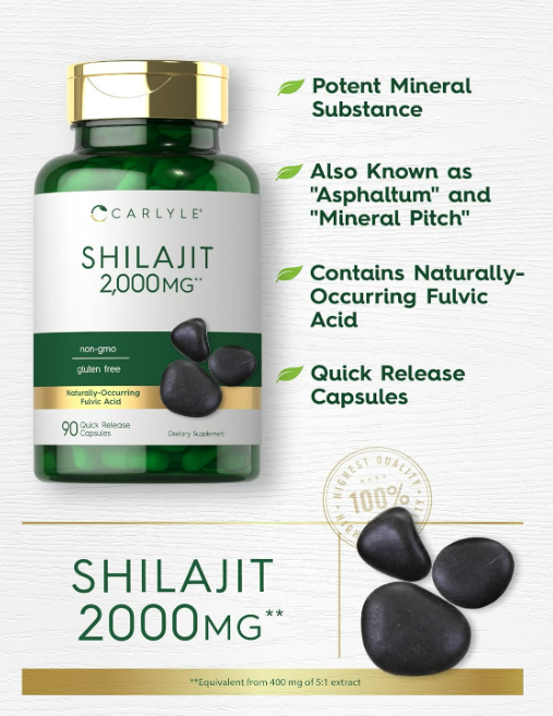 Carlyle  Shilajit 2000mg , 90 cápsulas de liberación rápida Online