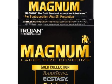 MAGNUM LARGE SIZE CONDOMS GOLD COLLECTION 3 unidades - Bareskin, Ecstasy y Original Fashion