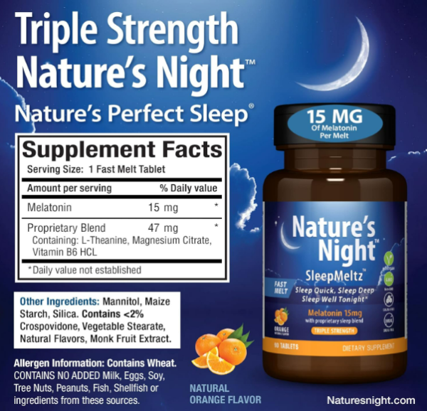 Nature s Night Melatonina de triple fuerza de disolución rápida de 15 mg, 90 tabletas Discount