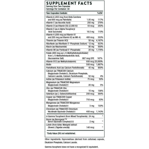 THORNE Basic Nutrients 2 Day - Multivitamínico diario integral , Fórmula de vitaminas y minerales - 60 cápsulas Online