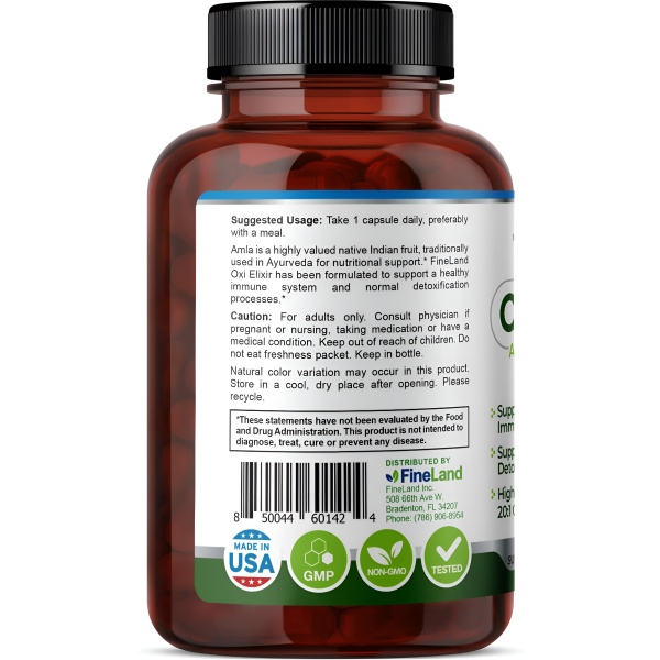 Oxi Elixir Amla Fruit + Bioperine 10,000mg-Fineland , 90 capsulas Online Hot Sale