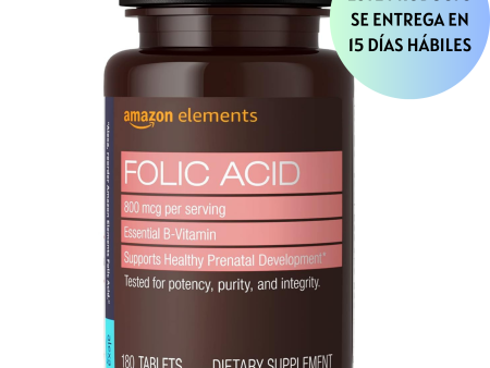 Amazon Elements Ácido fólico 800 mcg por porción, tableta, 180 unidades For Discount