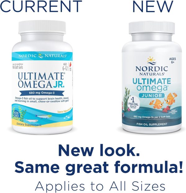 Nordic Naturals Ultimate Omega Junior - Ayuda a tener un corazón y cerebro saludables y mejora el estado de ánimo de niños en desarrollo, sabor fresa 120 mini softgels on Sale