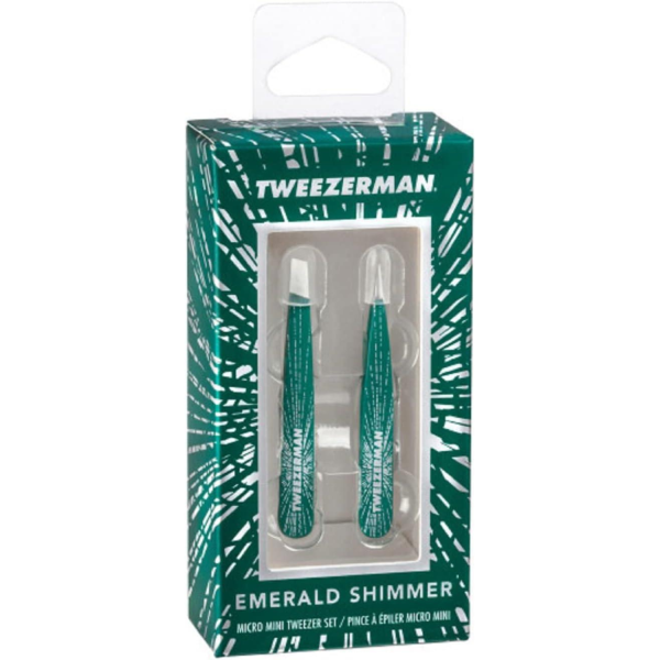 Tweezerman Emerald Shimmer Micro Mini Slant & Point Tweezer Set For Discount