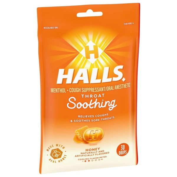 HALLS Pastillas para la Tos con Miel para Aliviar la Garganta 30 caramelos Fashion