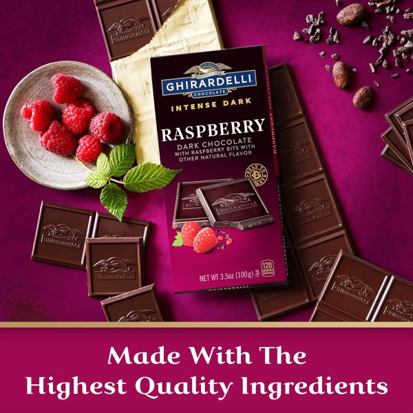 GHIRARDELLI RASPBERRY Dark Chocolate - Barra de chocolate negro intenso, frambuesa 100g Fashion