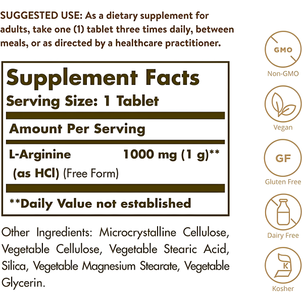 L-Arginine 1000mg , 90 tabletas - Solgar Sale