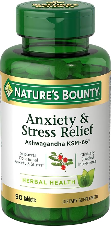 Nature s Bounty Anxiety y Stress Relief - Ashwagandha KSM-66 90 tabletas Fashion