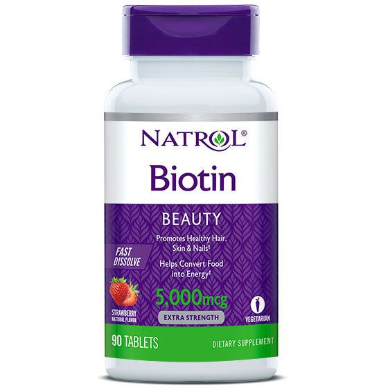 Biotin 5000 mcg Fast Dissolve, Strawberry Flavor, 90 Tablets, Natrol on Sale