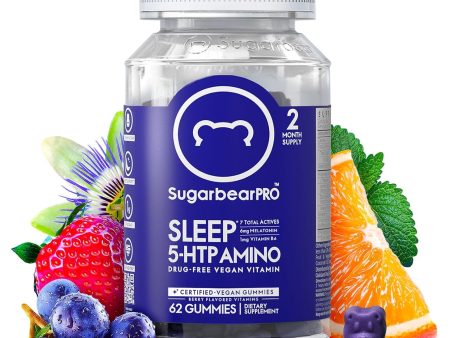 SugarBear Sleep 5-HTP Amino 62 gomitas, suplemento para 2 meses Discount