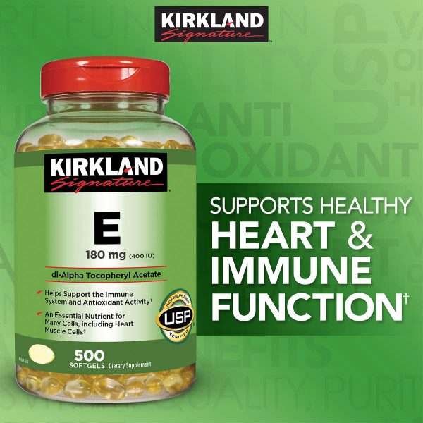 Vitamina E - Kirkland Signature 180 mg  400IU  - 500 Capsulas  Blandas Sale