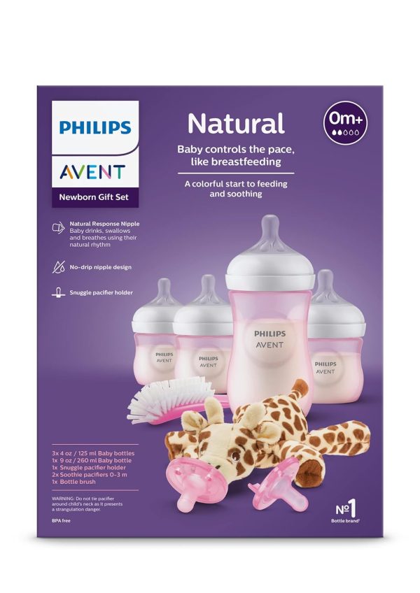 Philips Avent Set de Regalo para Bebé set de biberones  con tetina de respuesta natural. -Color  Rosa - 8 piezas Online now