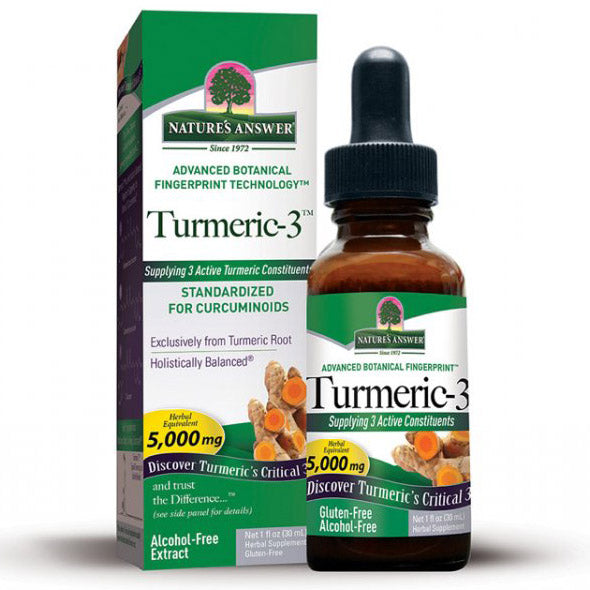 Turmeric-3 Liquid Alcohol-Free, Turmeric Rhizome Extract, 1 oz, Nature s Answer on Sale