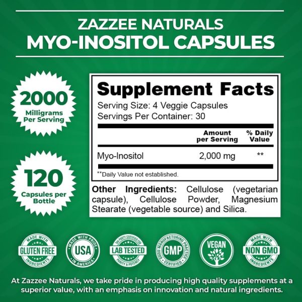 Zazzee MYO  INOSITOL Reproduccion y Fertilidad  120 Capsulas 2000 mg Online now