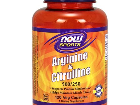 Arginine & Citrulline 500 250, 120 Veg Capsules, NOW Foods Cheap