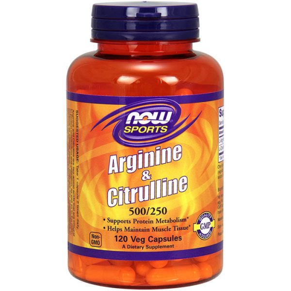 Arginine & Citrulline 500 250, 120 Veg Capsules, NOW Foods Cheap