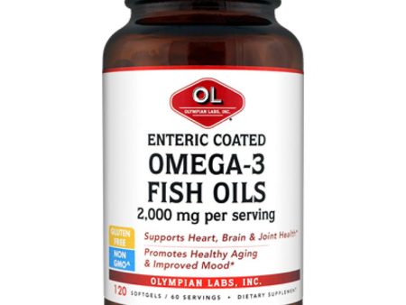 Enteric Coated Omega 3 Fish Oils 1000mg, 120 Softgels, Olympian Labs Supply