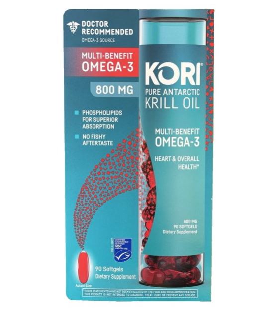 Kori Pure Antarctic Krill Oil Multi-Benefit Omega-3, 800 mg 90 capsulas on Sale