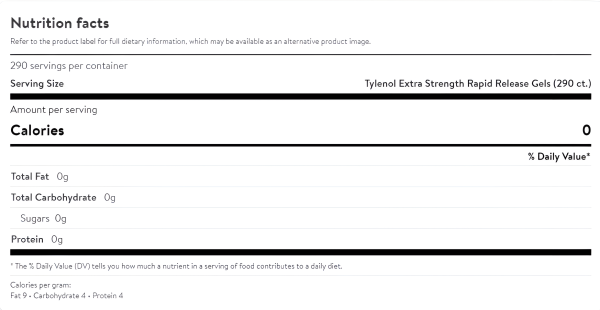 Tylenol Extra Strength Acetaminophen Rapid Release Gels, 290 Ct on Sale