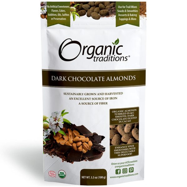 Organic Dark Chocolate Covered Almonds, 3.5 oz (100 g), Organic Traditions For Sale