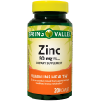 ZINC 50MG - SPRING VALLEY - 200 TABLETAS Sale