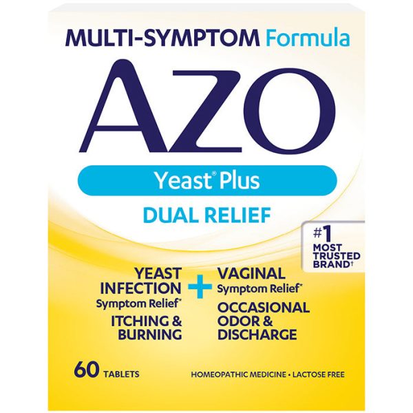 AZO Yeast Plus, Vaginal & Yeast Infection Symptom Relief, 60 Tablets, i-Health, Inc. For Discount