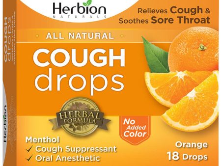 All Natural Cough Drops - Orange, 18 Drops, Herbion For Sale