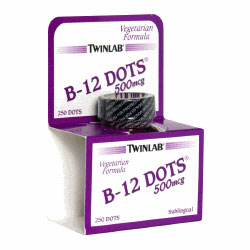 TwinLab Vitamin B12 Dots 500 mcg Vegetarian, 250 Dots Sale