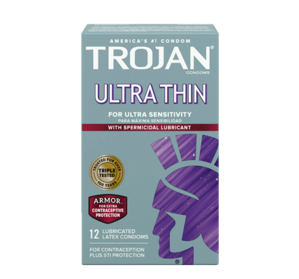 Trojan Preservativos lubricados espermicidas ultrafinos, 12 unidades Cheap