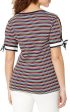 Tommy Hilfiger Camiseta de rayas de manga con lazo para mujer - Talla S Discount