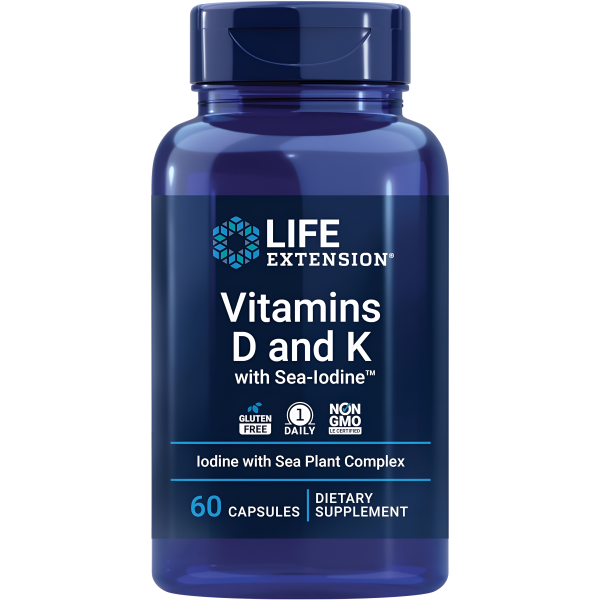 Life Extension Vitaminas D y K con Yodo marino 60 Cápsulas. on Sale