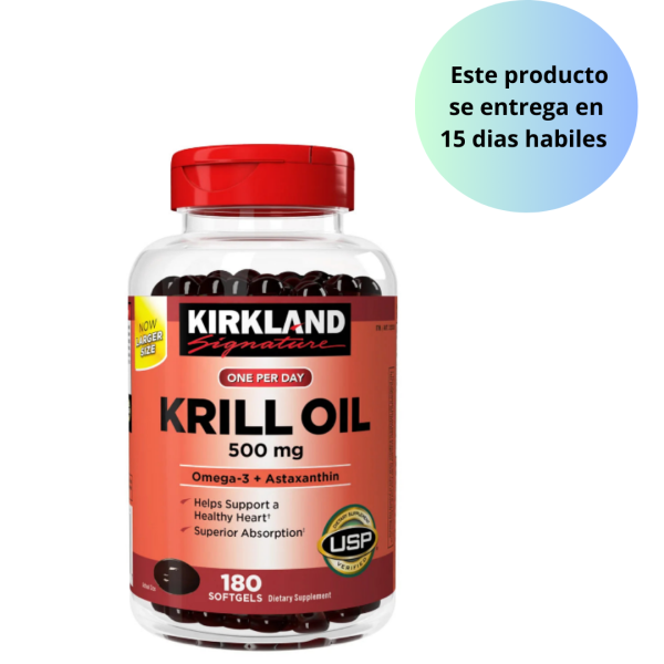 ACEITE OMEGA 3 KRILL OIL 500 mg. + Astaxanthin  - Kirkland 180 Capsulas For Sale