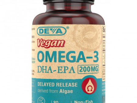 Vegan Omega-3 DHA & EPA, Delayed Release, 90 Capsules, Deva Nutrition Cheap