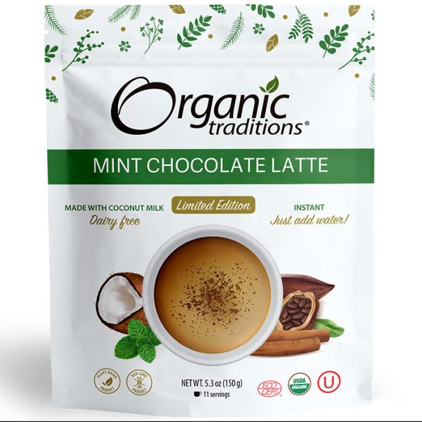 Organic Limited Edition Mint Chocolate Latte, 5.3 oz (150 g), Organic Traditions For Sale