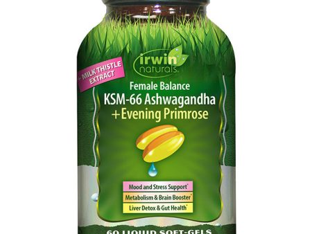 Female Balance KSM-66 Ashwagandha + Evening Primrose, 60 Liquid Soft-Gels, Irwin Naturals Online now